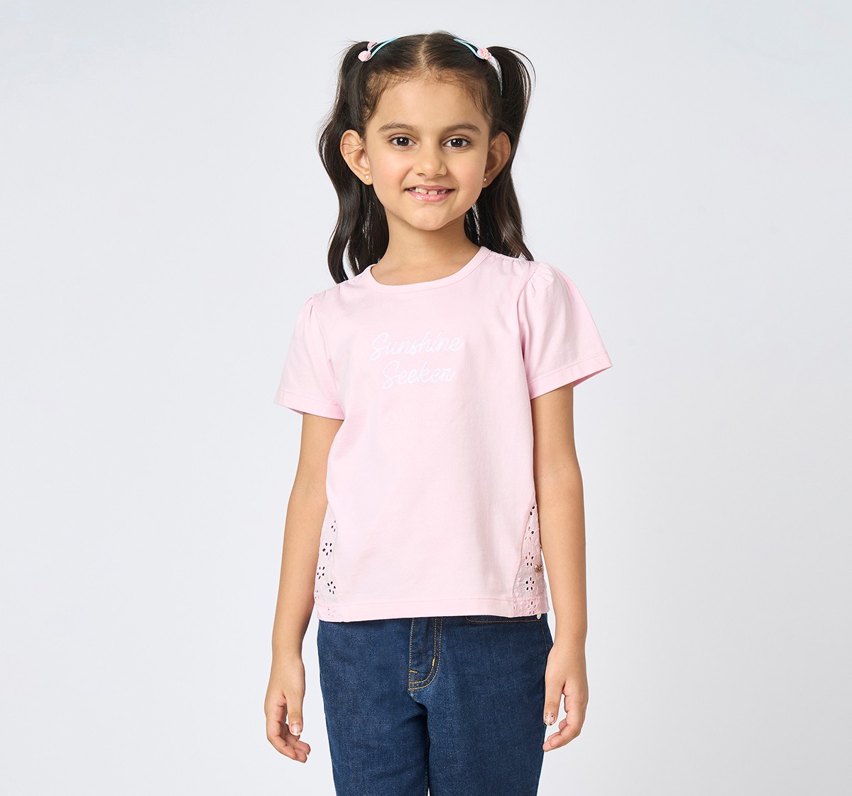 Girl  Embroidered T-Shirt pink
