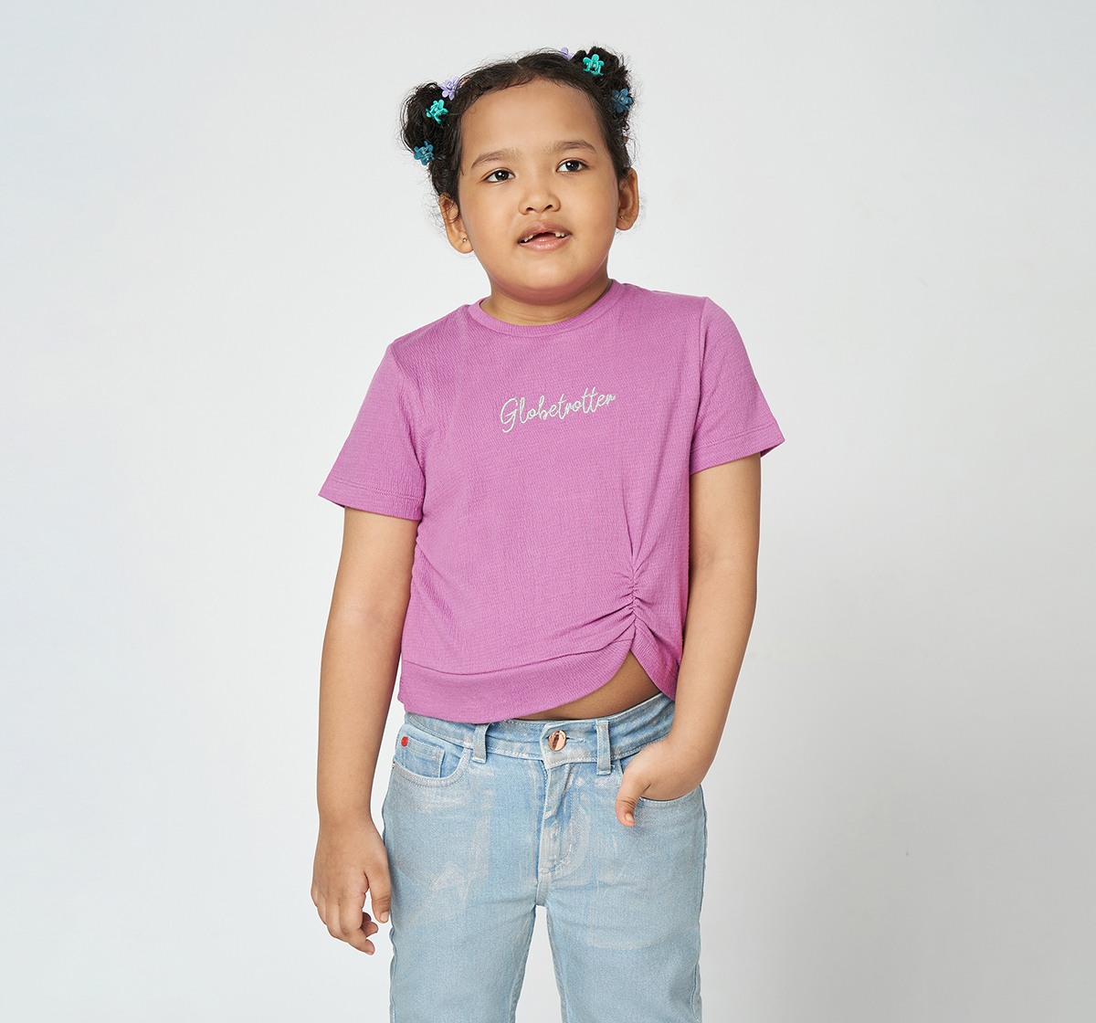 Girl  Embroidered T-Shirt purple