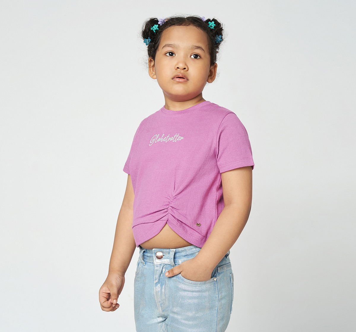 Girl  Embroidered T-Shirt purple