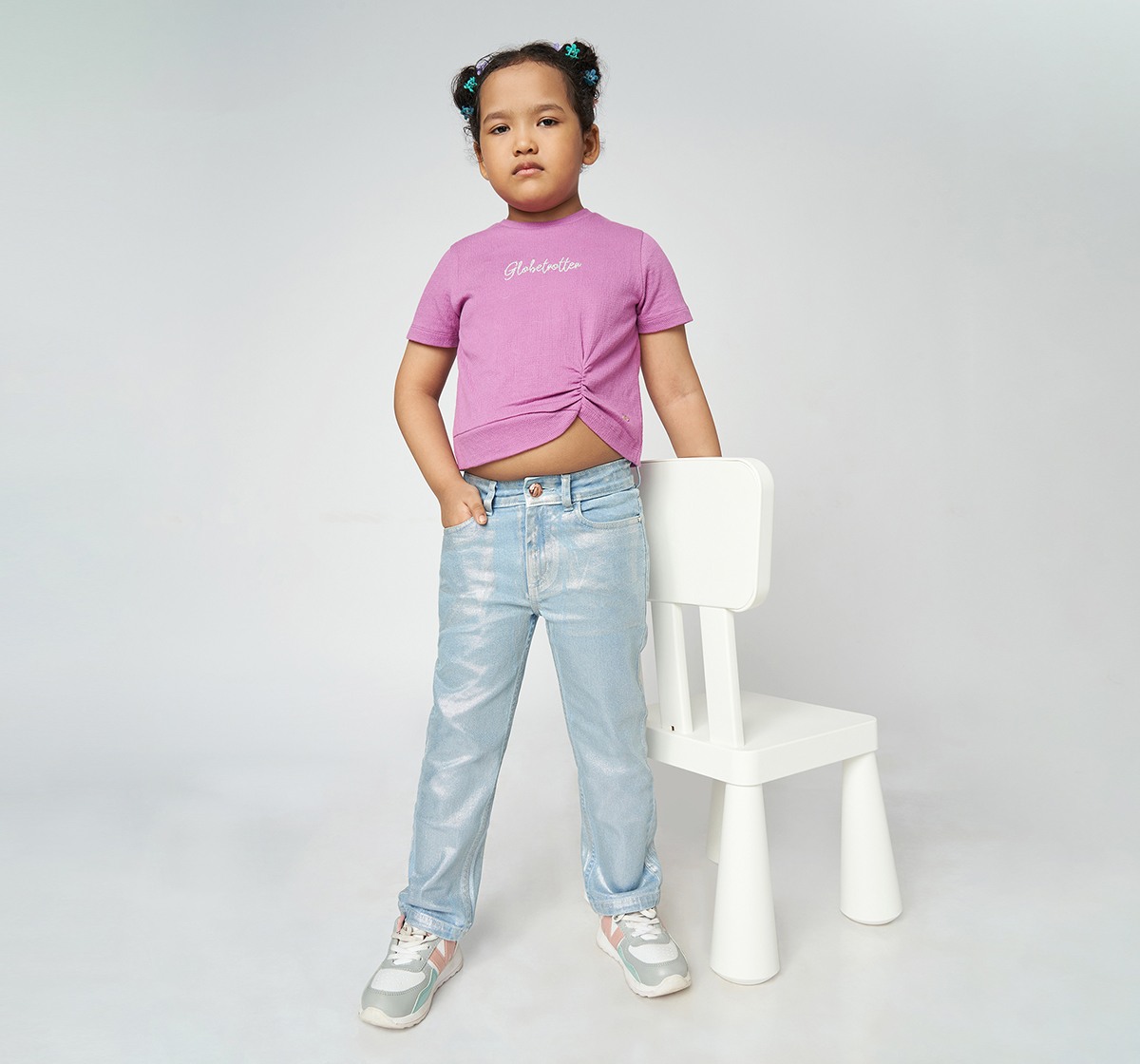 Girl  Embroidered T-Shirt purple