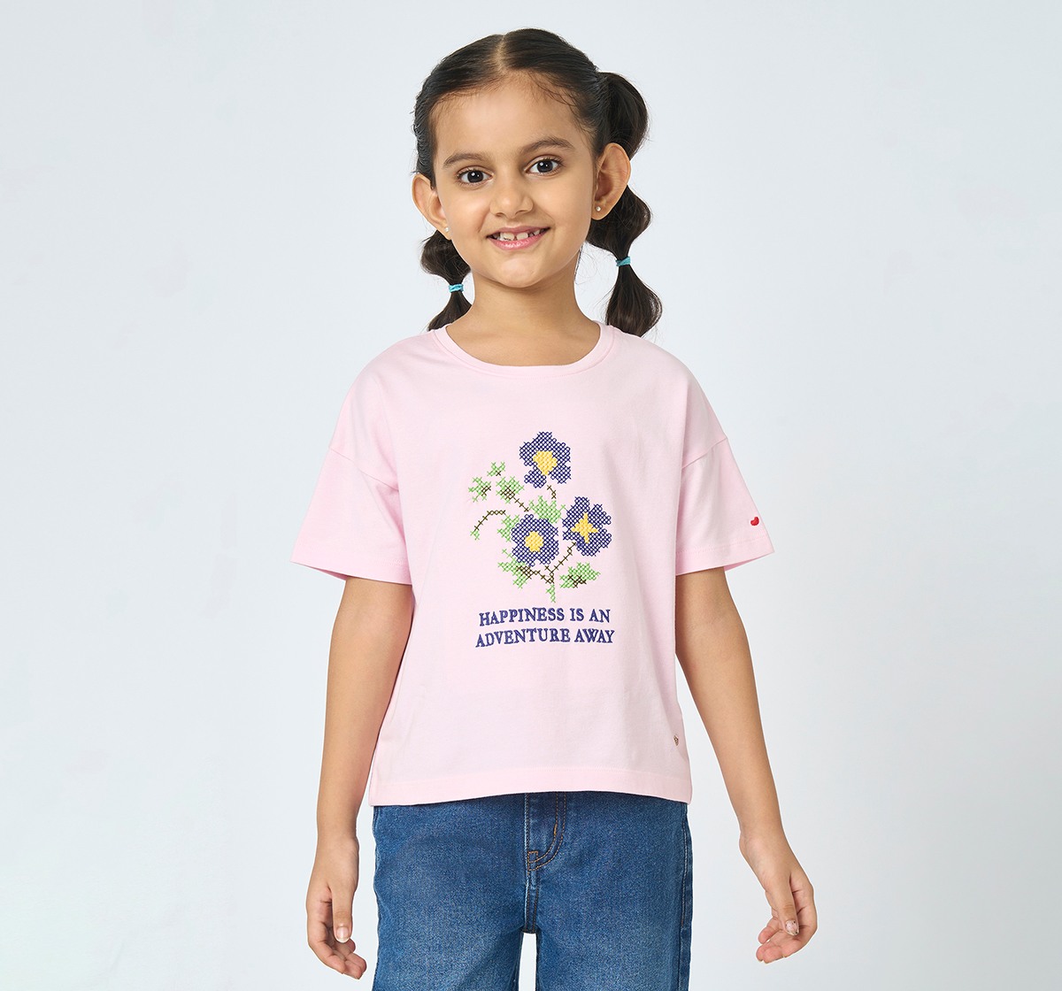 Girl  Embroidered T-Shirt pink