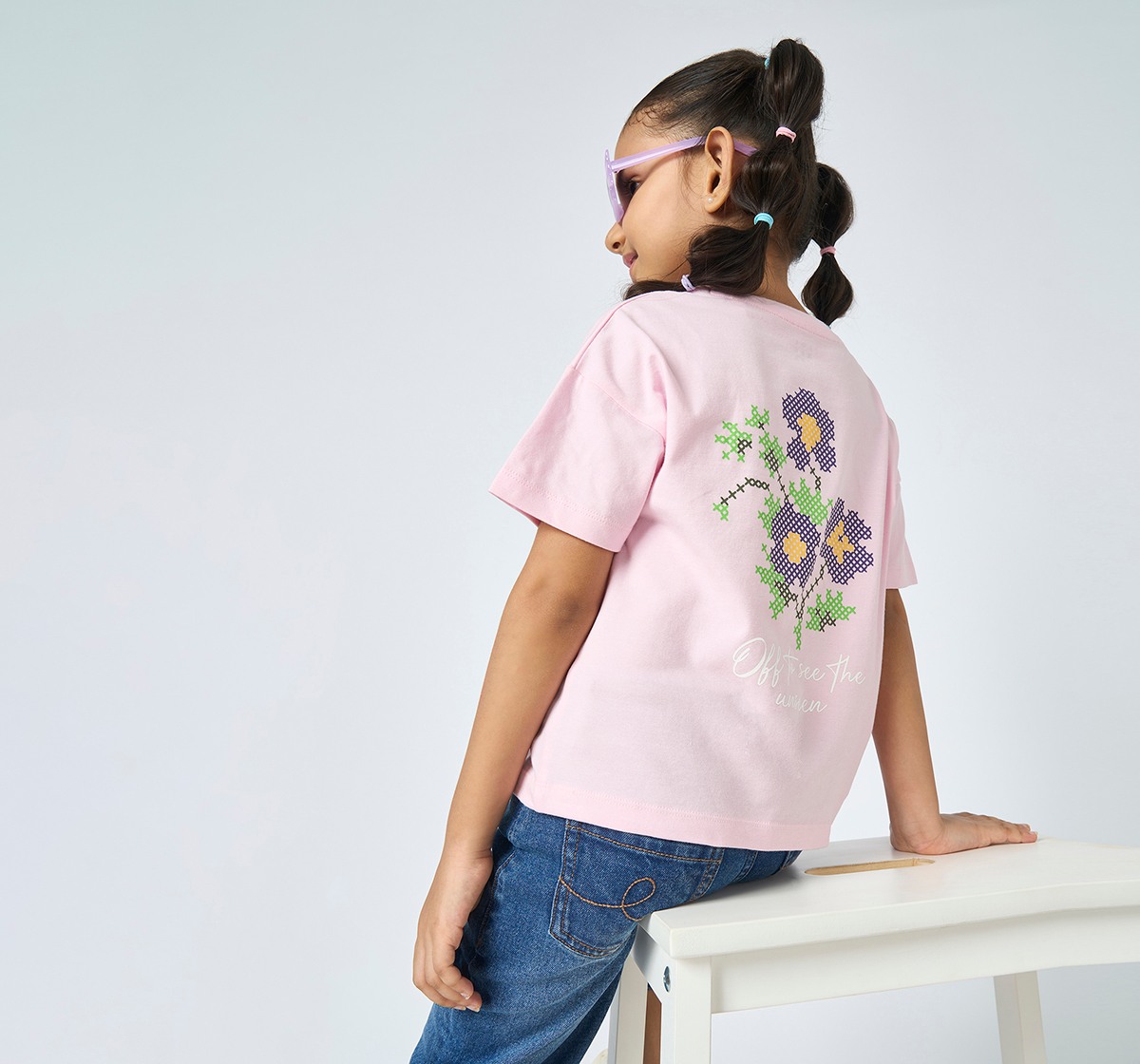 Girl  Embroidered T-Shirt pink