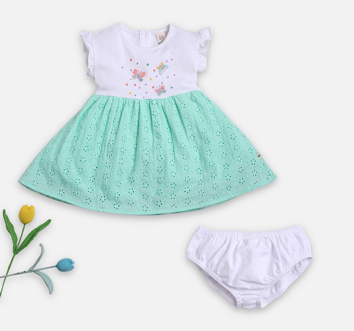 Infant Girls Embroidered Short Sleeves Dress