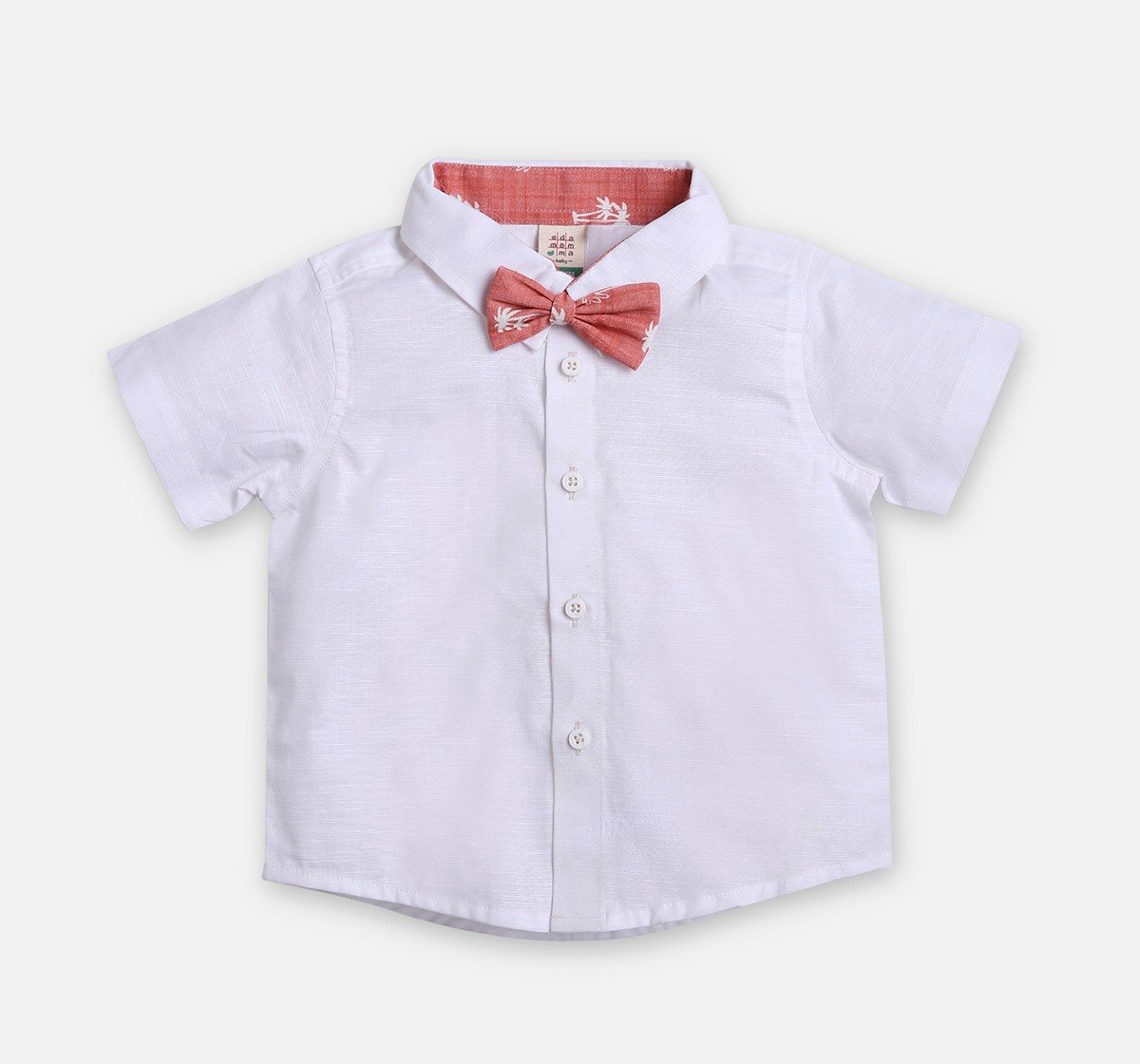 Infant Boys Printed Shirt, Shorts & Waist Coat With Bow Partywear Set