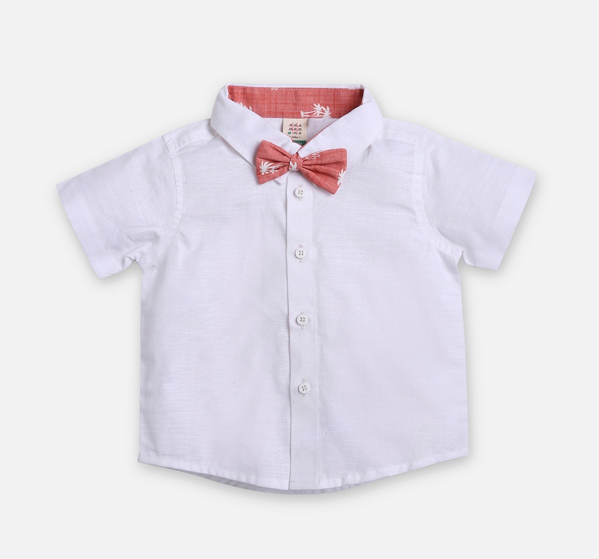 Infant Boys Printed Shirt, Shorts & Waist Coat With Bow Partywear Set