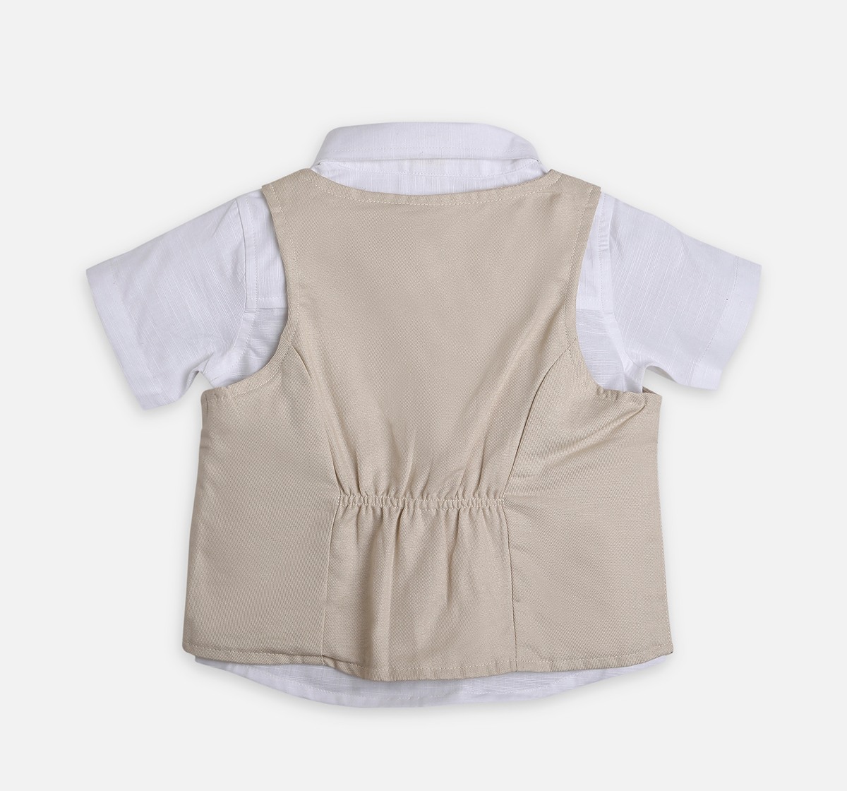 Infant Boys Shirt, Shorts & Waist Coat With Bow Partywear Set