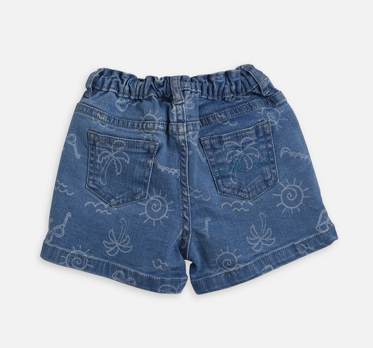 Infant Boys Print Denim Blue Shorts
