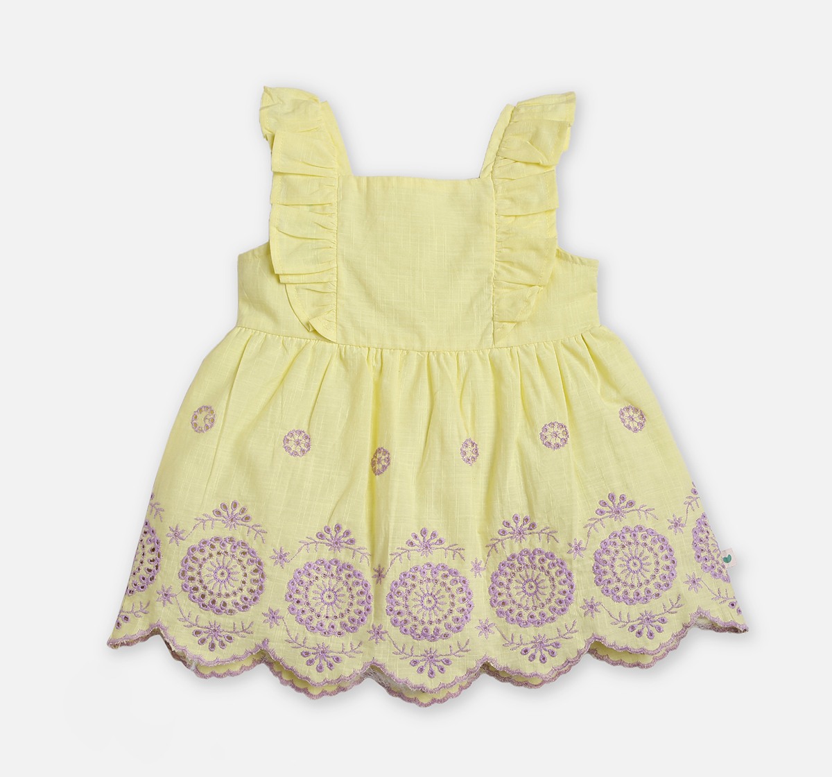 Infant Girls Embroidered Dress Yellow