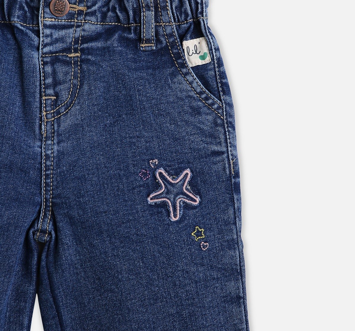 Infant Girls Graphic Print Denim Jeans
