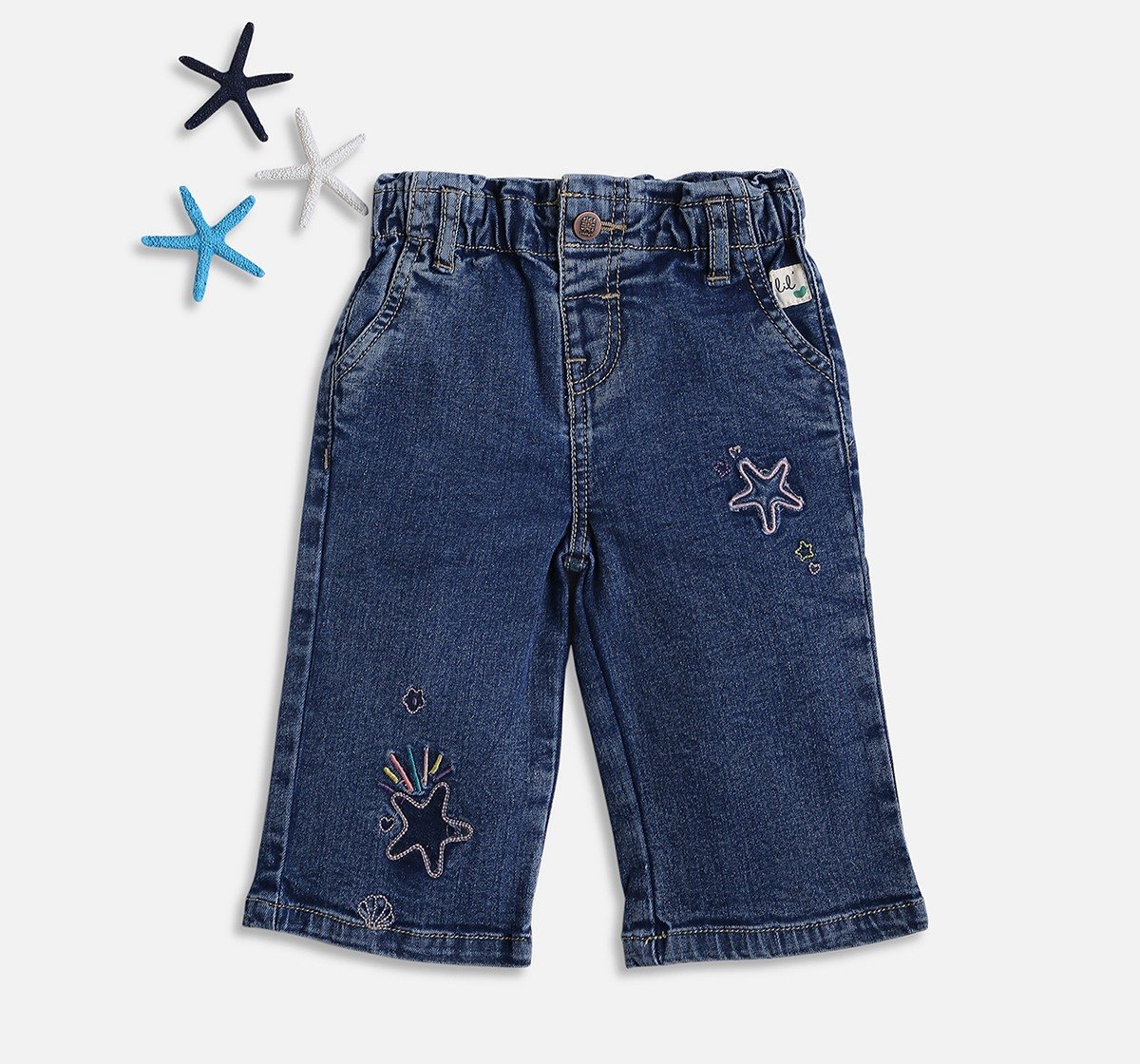 Infant Girls Graphic Print Denim Jeans