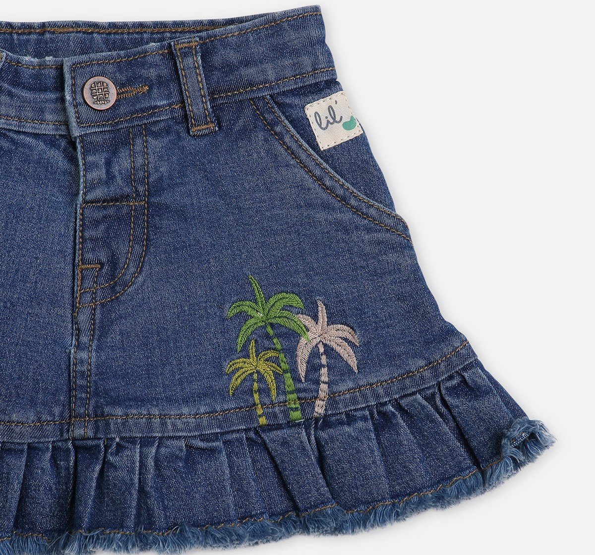 Infant Girls Graphic Print Denim Skirt