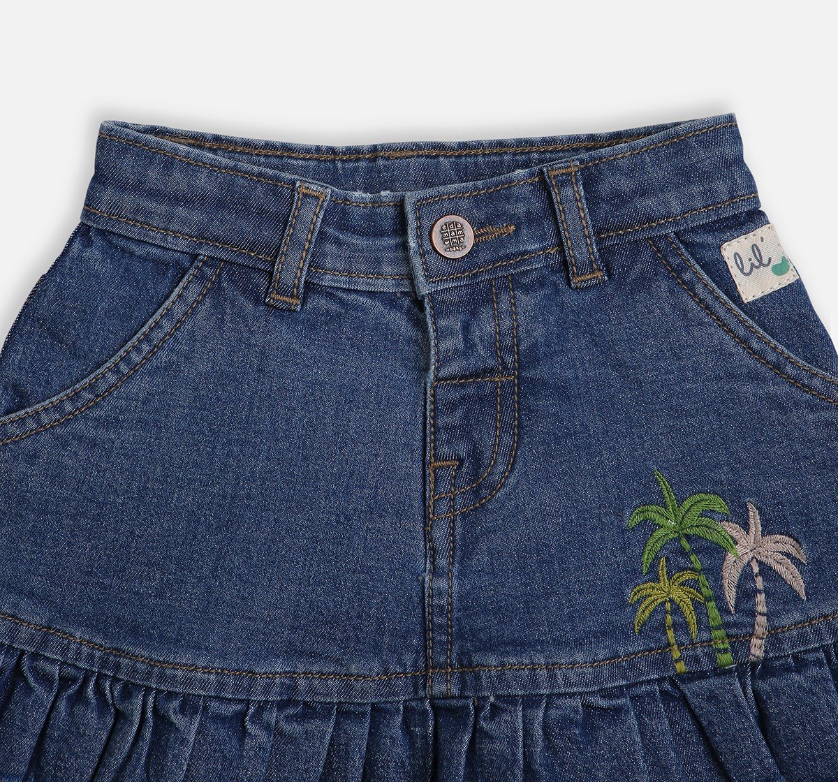 Infant Girls Graphic Print Denim Skirt