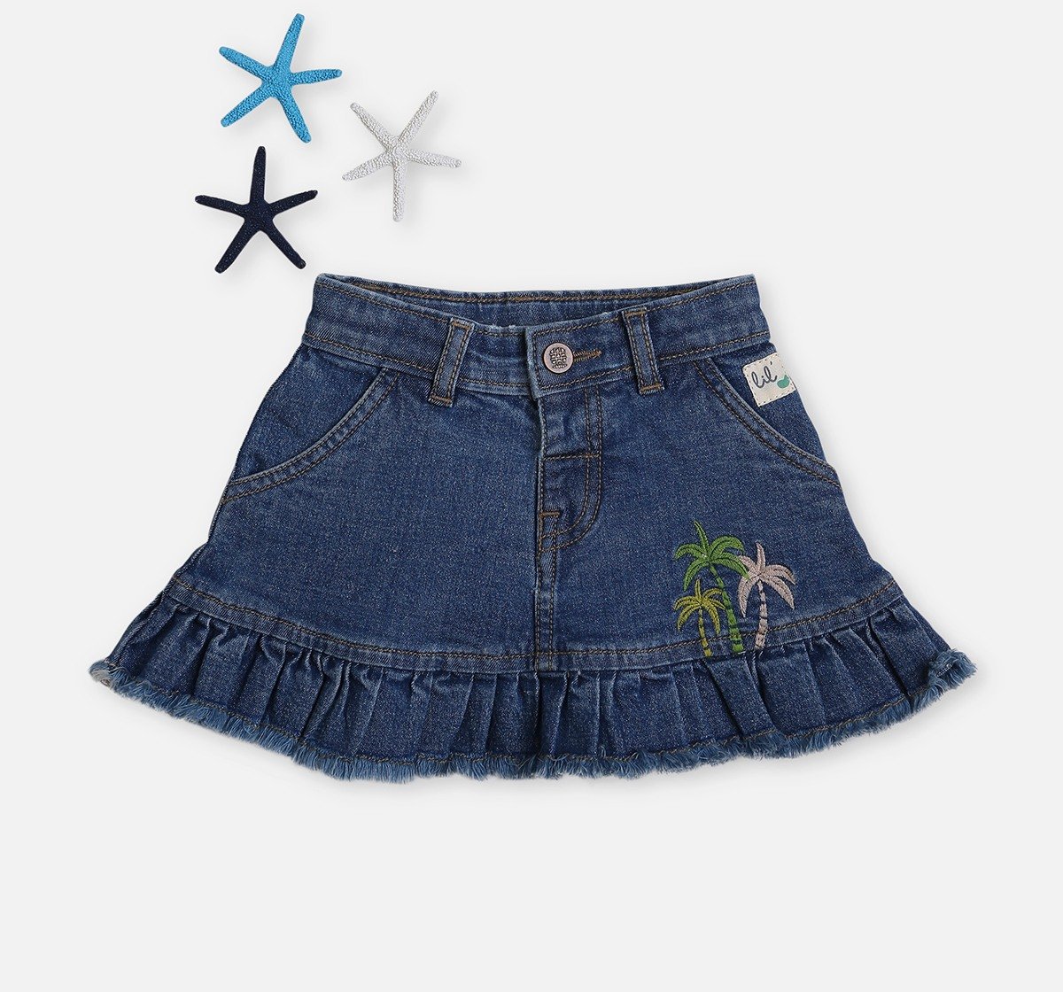 Infant Girls Graphic Print Denim Skirt