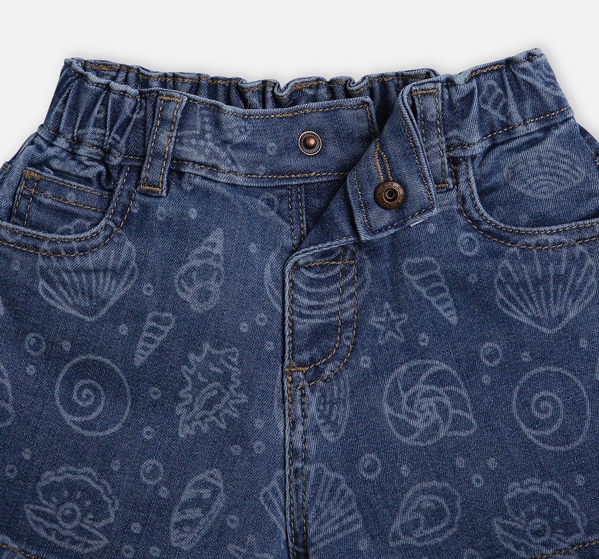Infant Girls Printed Denim Shorts