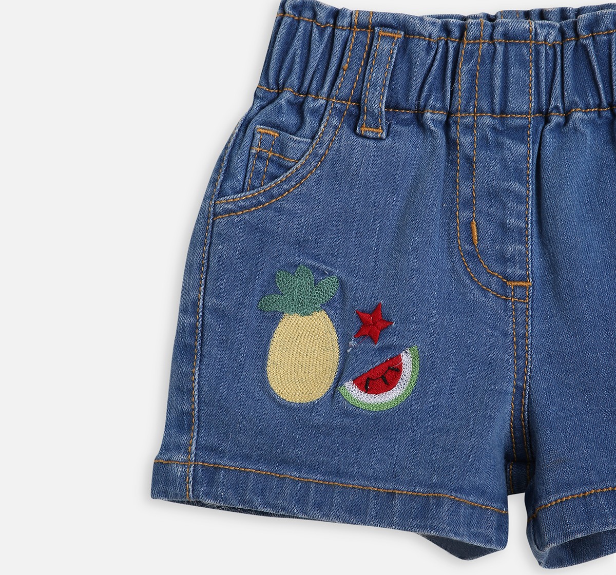 Infant Girls Embroidered Denim Shorts
