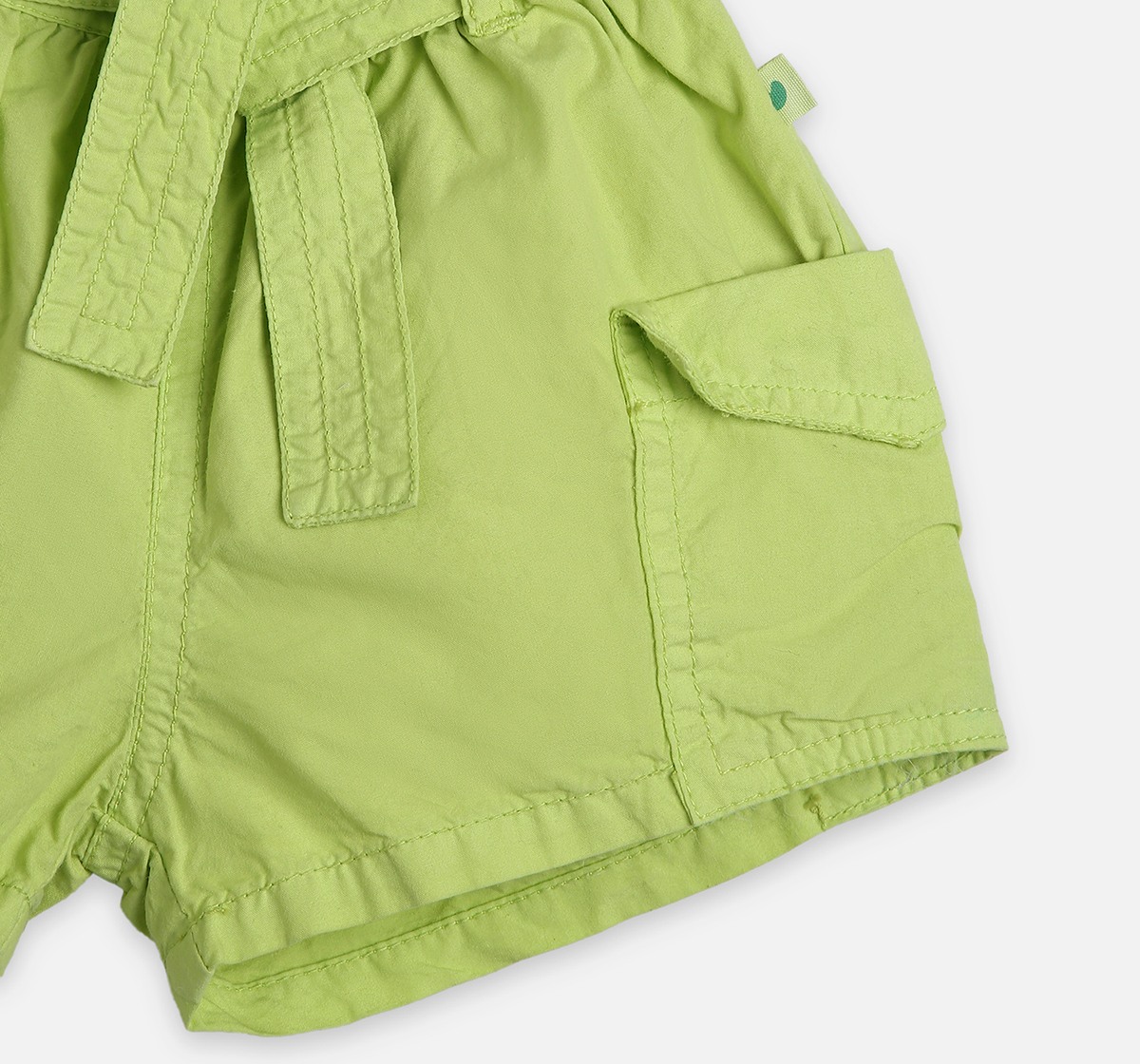 Infant Girls Tie Up Shorts Green