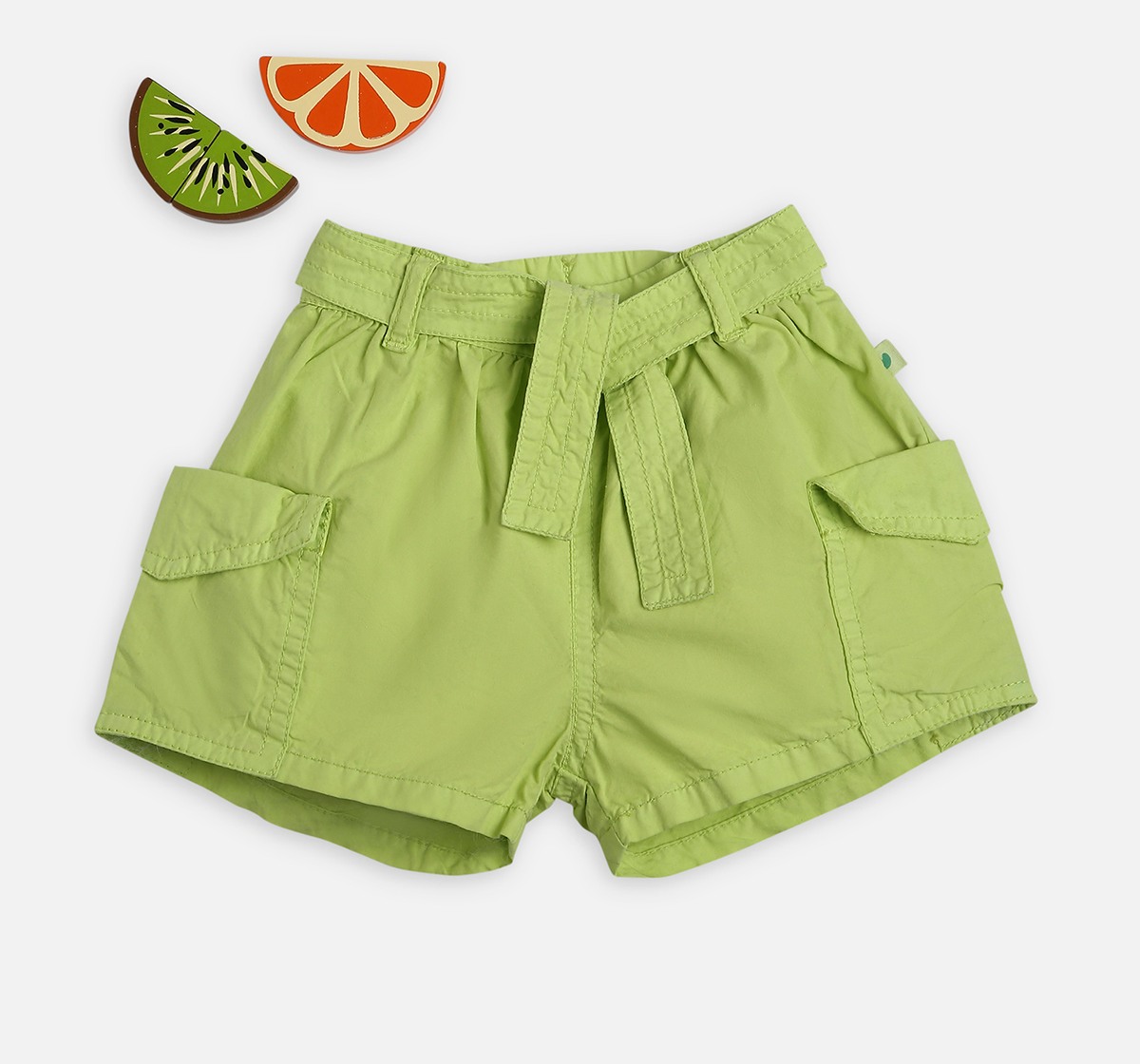 Infant Girls Tie Up Shorts Green