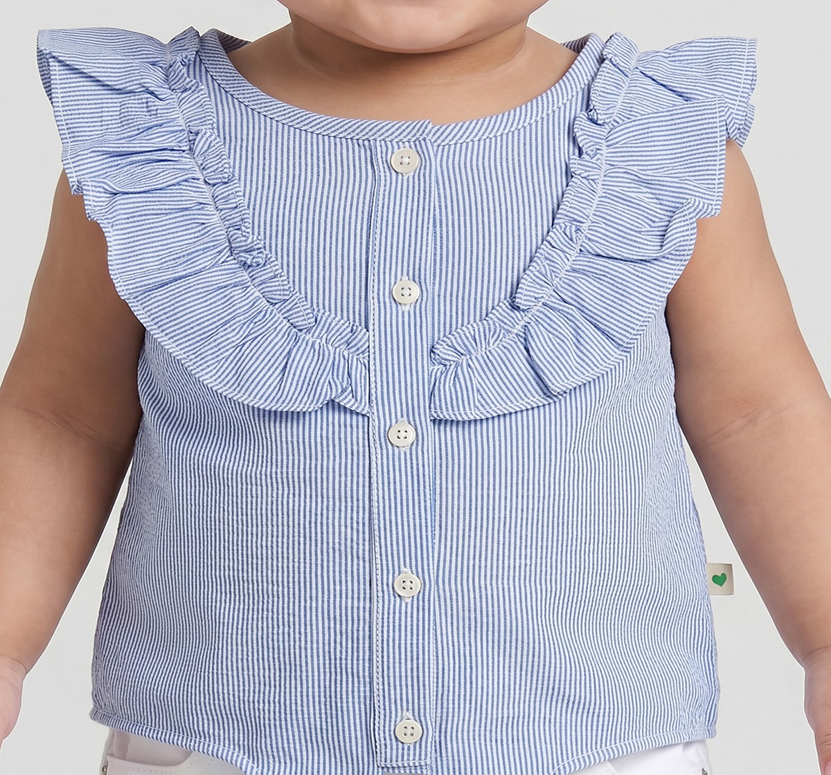 Infant Girls Pastel Rainbow Striped Ruffle Sleeve Top