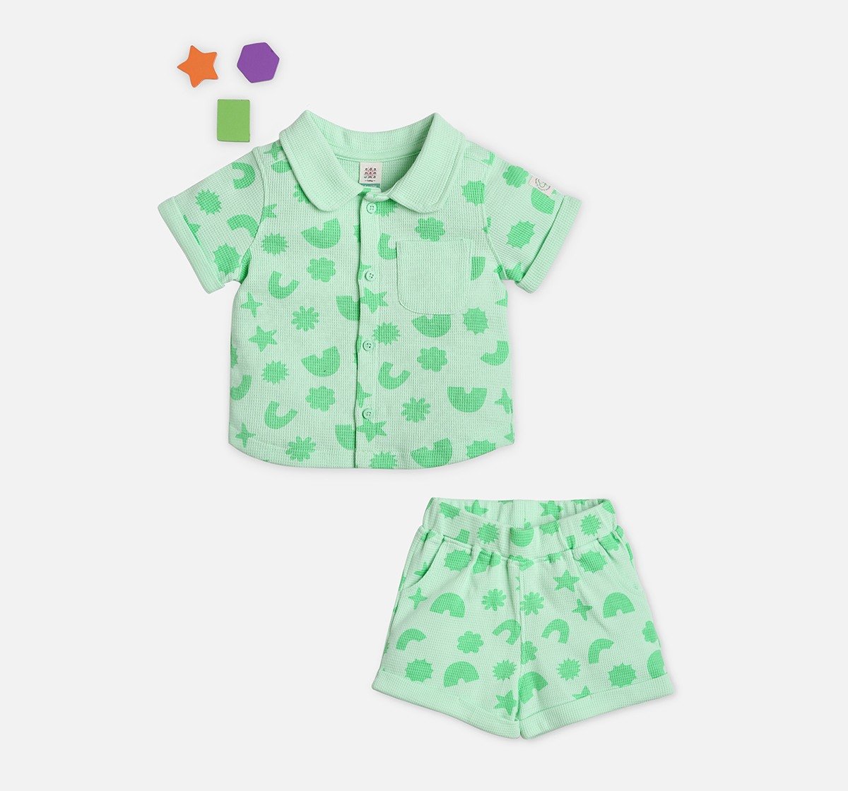 infant unisex top & bottom set green