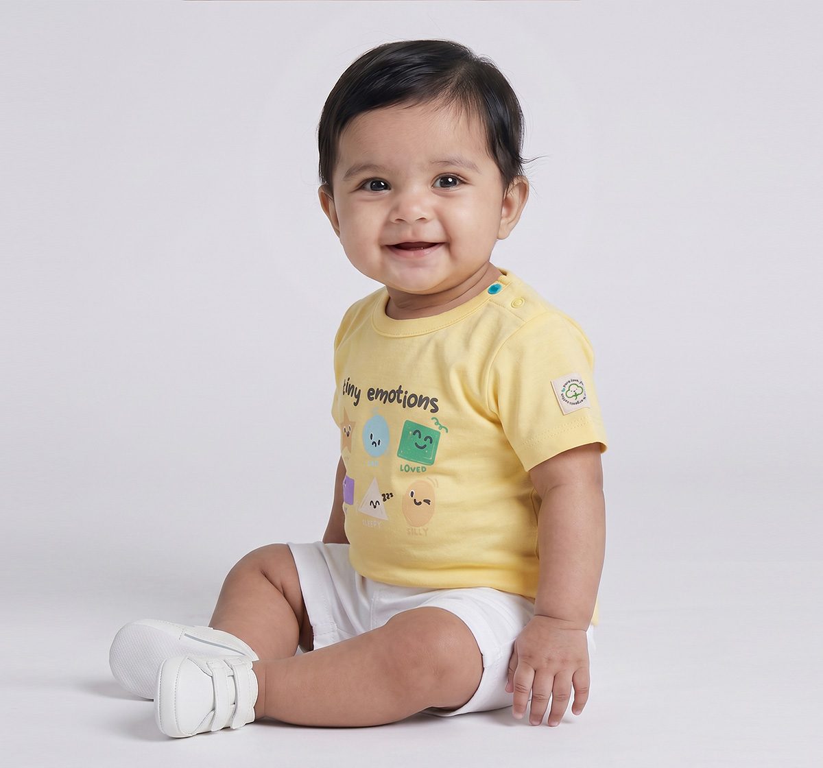 Infant Unisex Yellow "Tiny Emotions" Shape Graphic T-Shirt