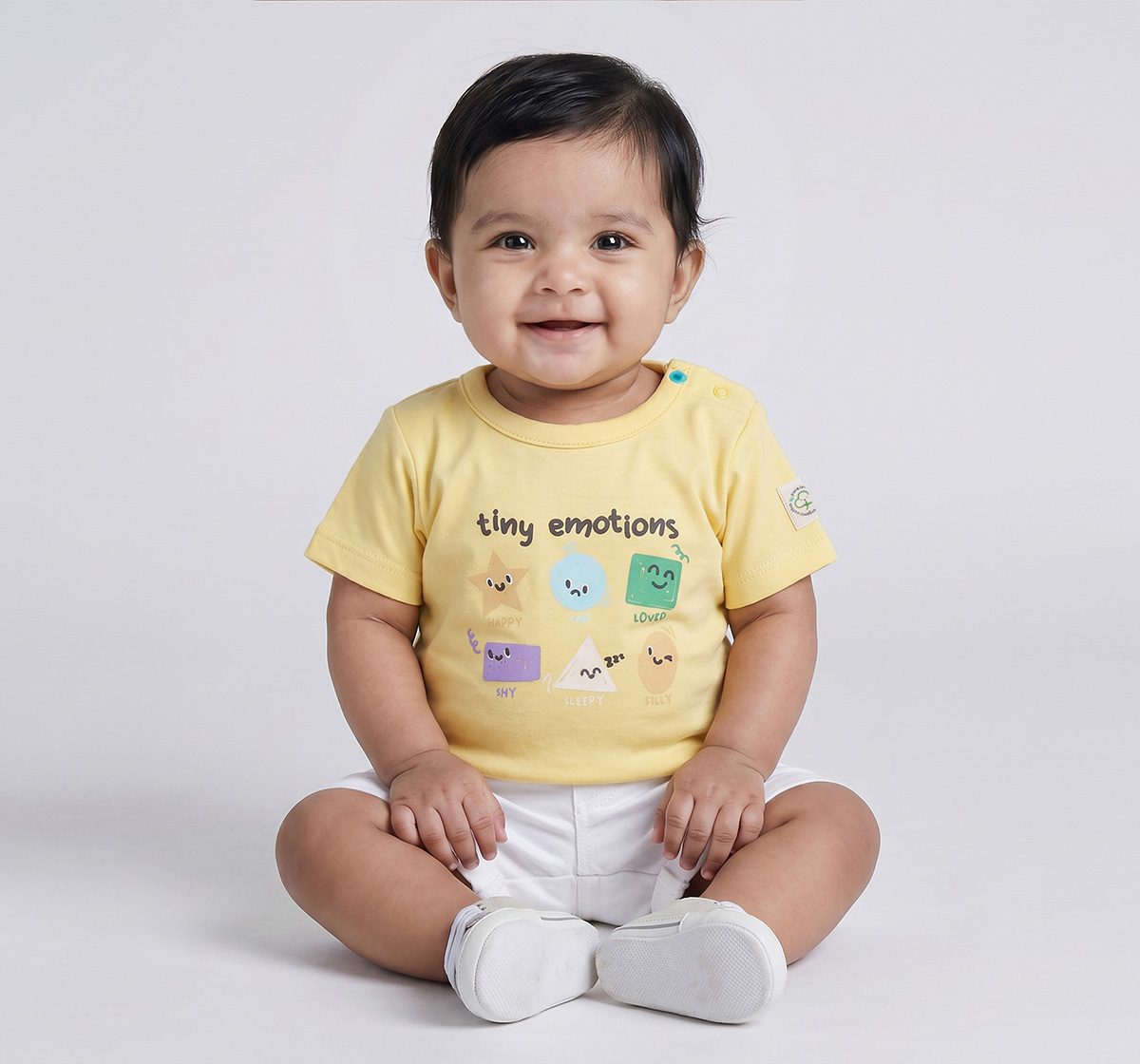 Infant Unisex Yellow "Tiny Emotions" Shape Graphic T-Shirt