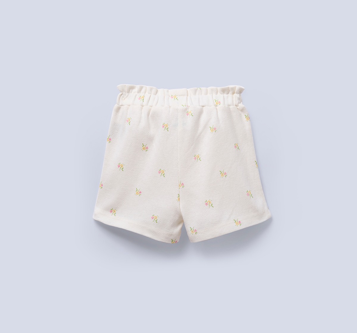 Infant Pointelle Knit Floral T-Shirt and Shorts Set - Cream