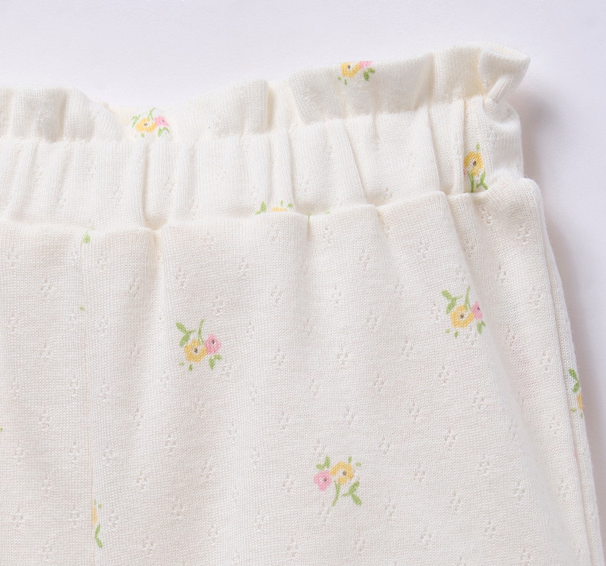 Infant Pointelle Knit Floral T-Shirt and Shorts Set - Cream