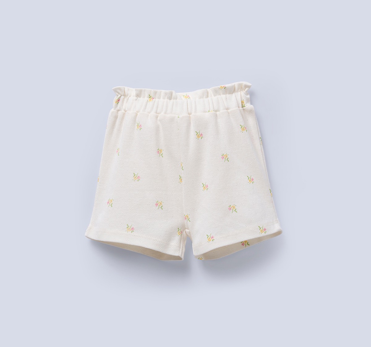 Infant Pointelle Knit Floral T-Shirt and Shorts Set - Cream