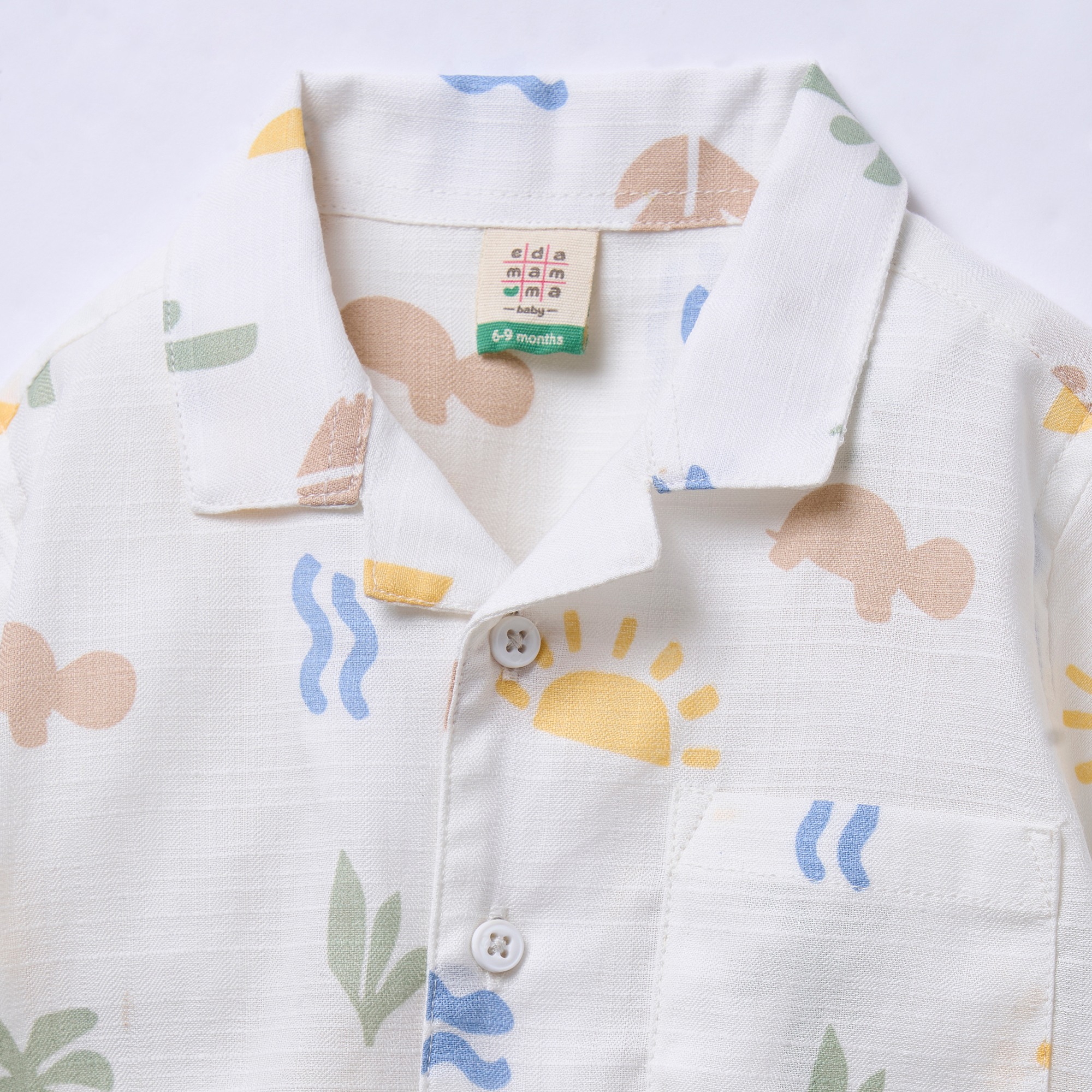 Toddler Boy's Tropical Beach Print Button-Down Shirt and Shorts Set