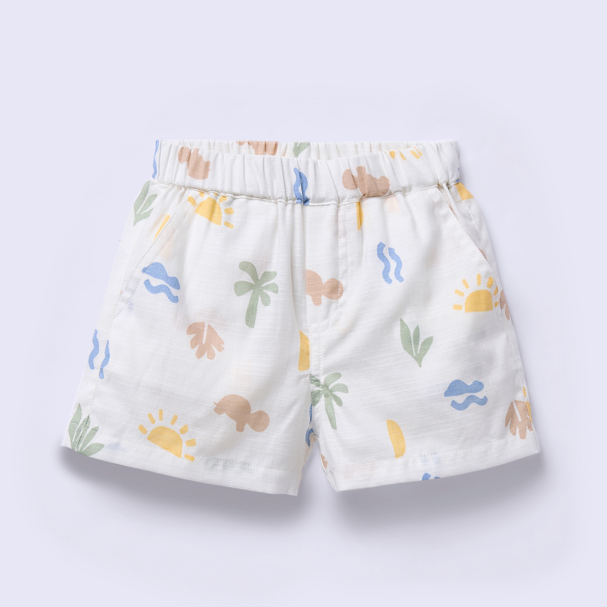 Toddler Boy's Tropical Beach Print Button-Down Shirt and Shorts Set