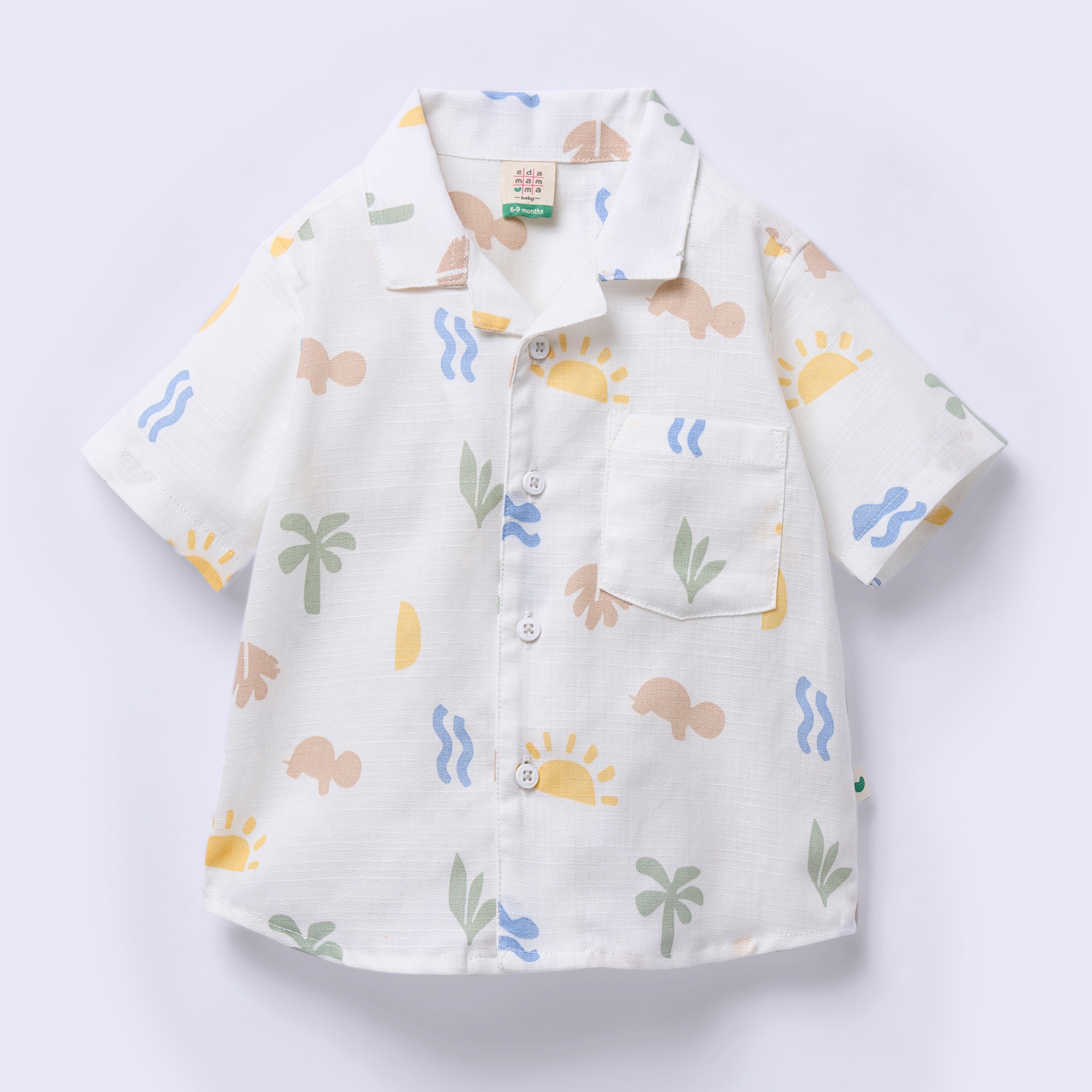 Toddler Boy's Tropical Beach Print Button-Down Shirt and Shorts Set