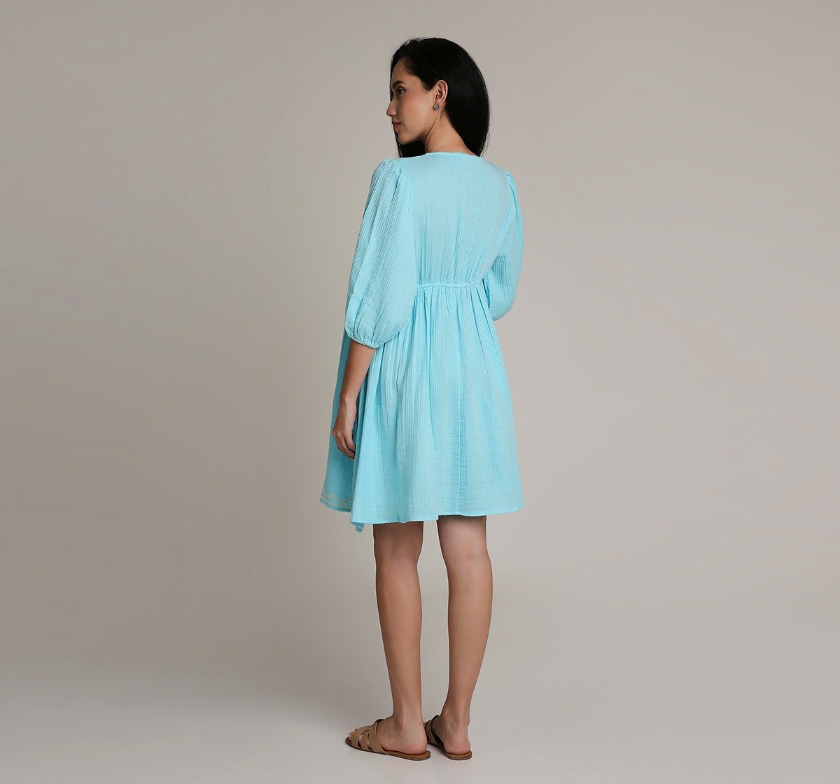 Ed-a-Mamma Embroidered Maternity Dress - Blue