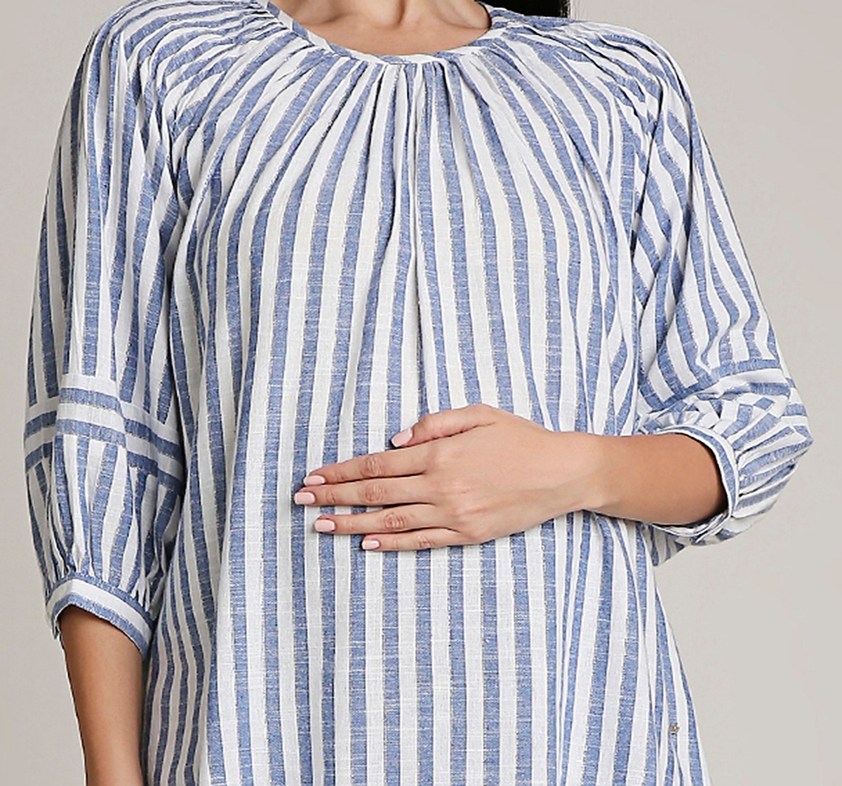 Ed-a-Mamma Materinity Stripe Top with Lurex -Blue/White