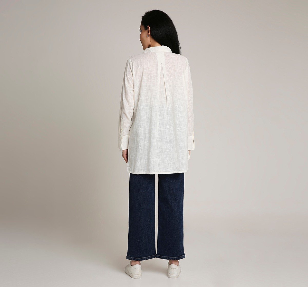 Ed-a-Mamma Maternity Shirt with embroidery detailing at pocket-White