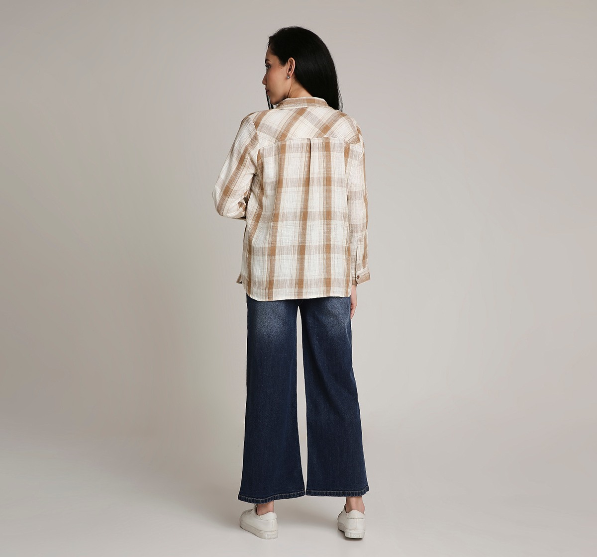 Ed-a-Mamma Maternity Checks Shirt-Beige