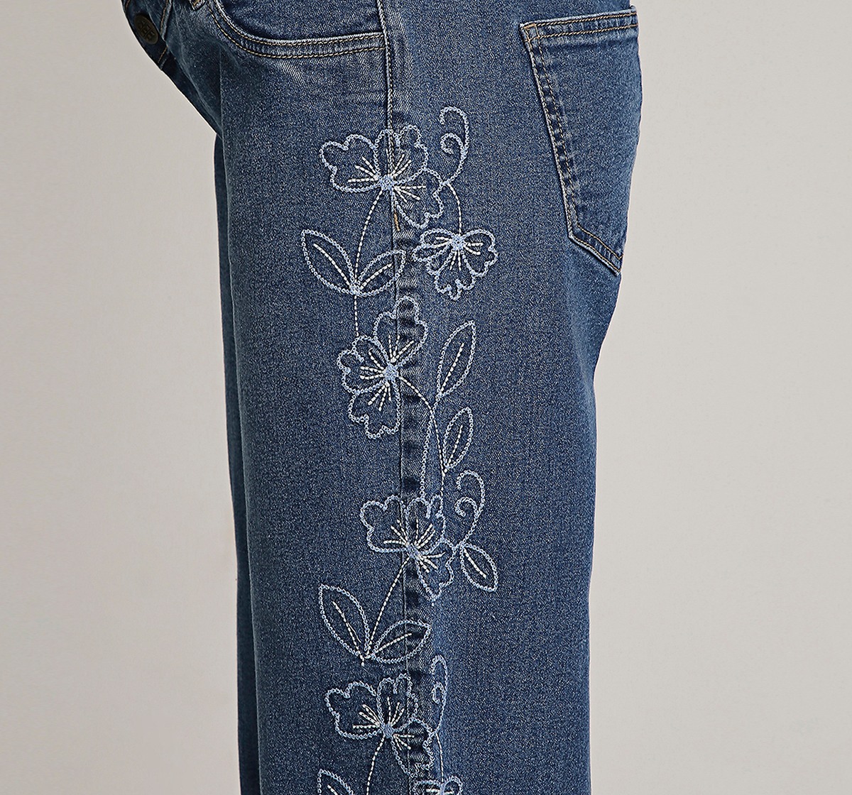 Ed-a-Mamma Floral Embroidered Maternity Jean -Indigo Blue