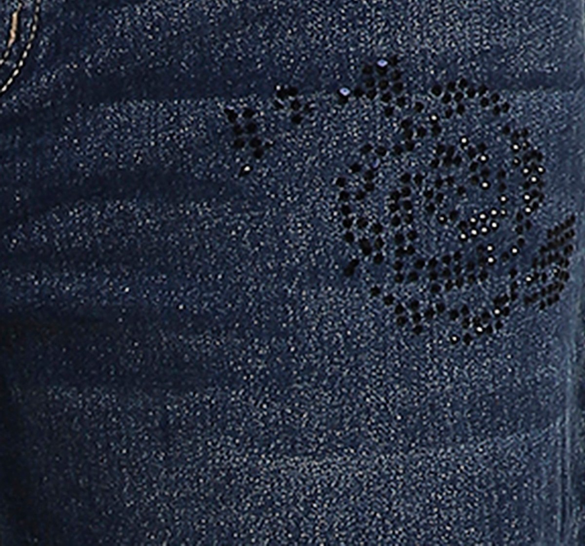 Ed-a-Mamma Floral Stickon Stud Maternity Jean -Dk Blue