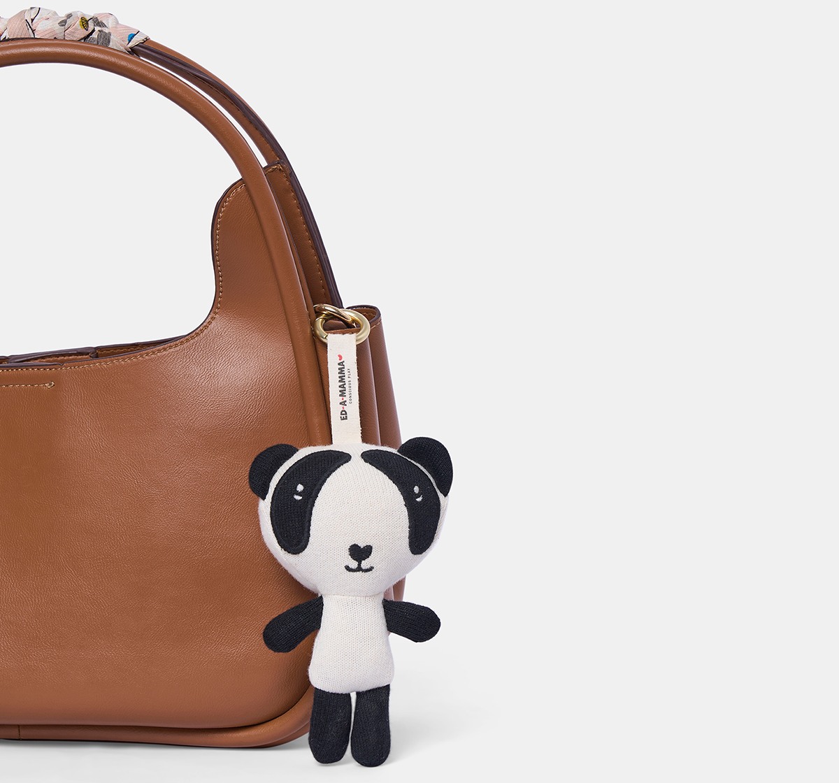 Ed-a-Mamma Flat knit Blue key chain Panda doll