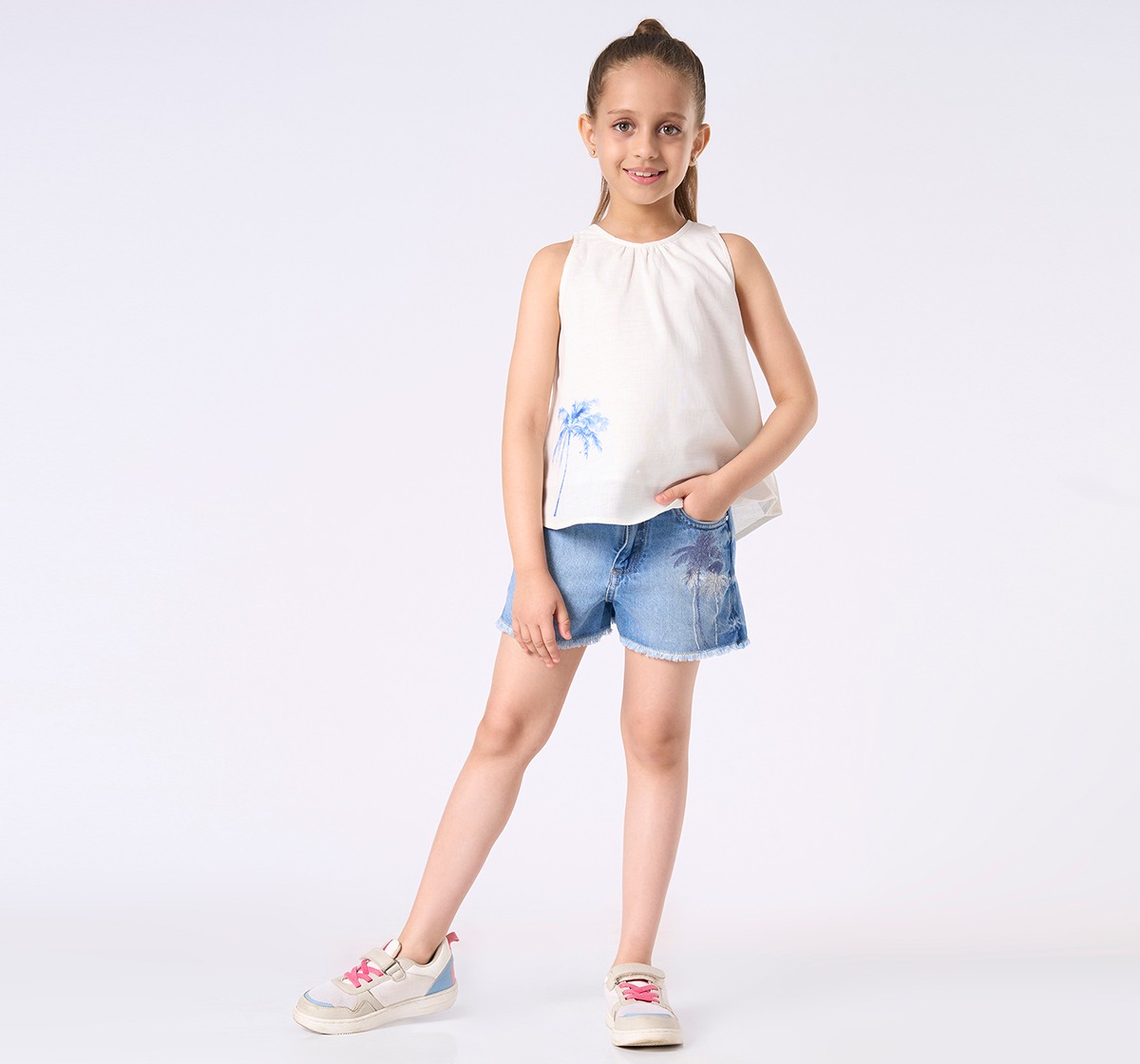 Ed-a-Mamma Kids Girls Shorts Mid Blue