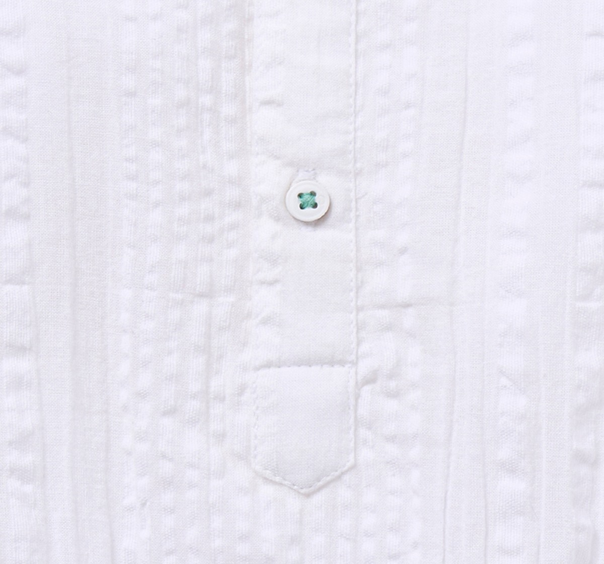 Ed-a-Mamma Infant Boys White Cotton Textured Romper with Front Button Closure