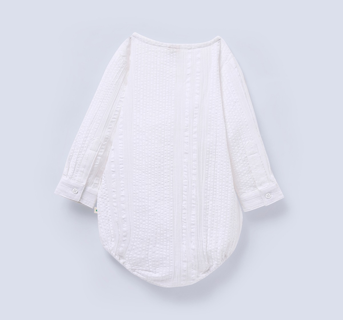 Ed-a-Mamma Infant Boys White Cotton Textured Romper with Front Button Closure