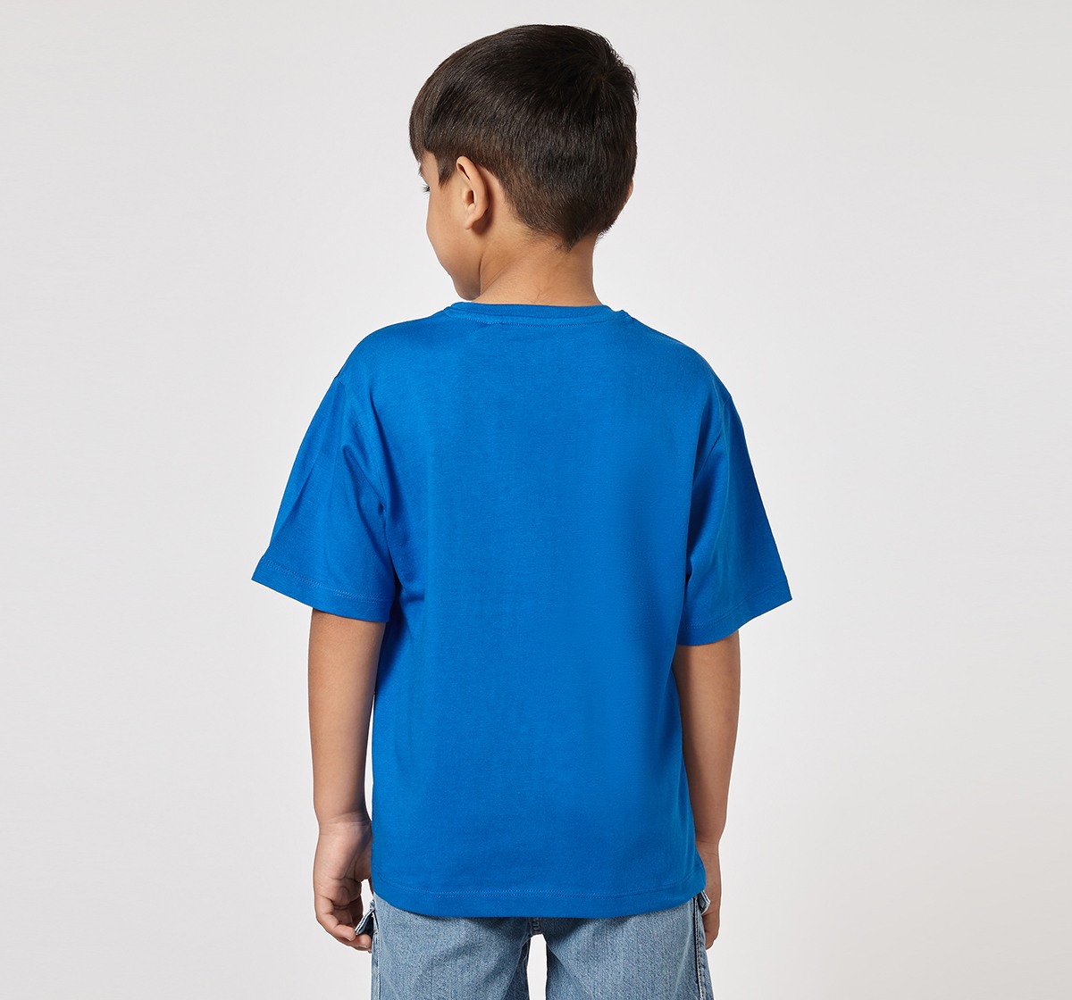 Ed-a-Mamma Unisex Cotton Round Neck 3D Embossed T-Shirt | Half Sleeve Casual Wear | Soft & Comfortable Kids Tee (Blue)