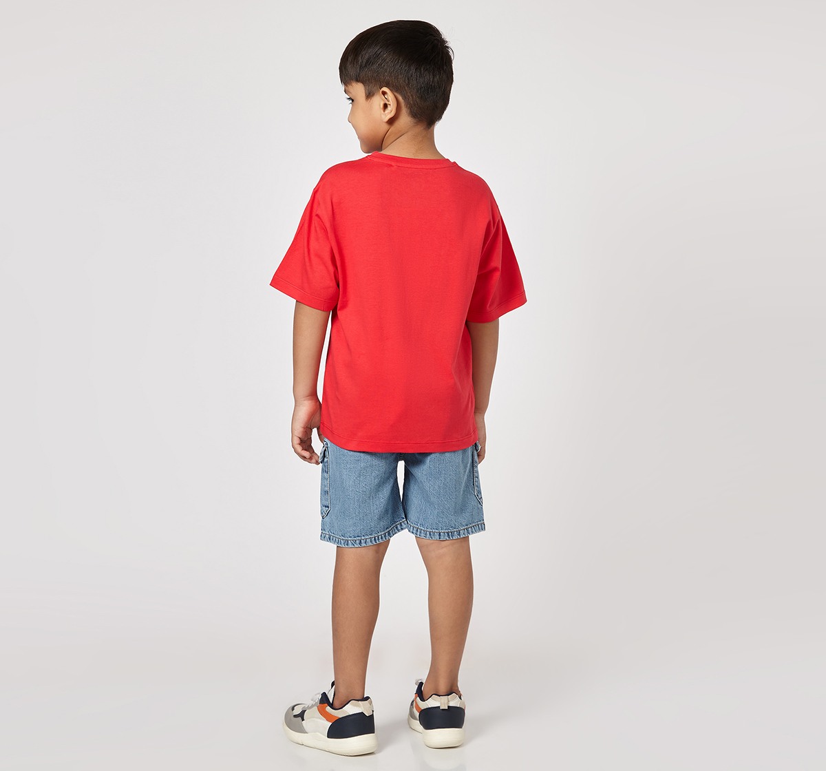 Ed-a-Mamma Unisex Cotton Round Neck 3D Embossed T-Shirt | Half Sleeve Casual Wear | Soft & Comfortable Kids Tee (Red)