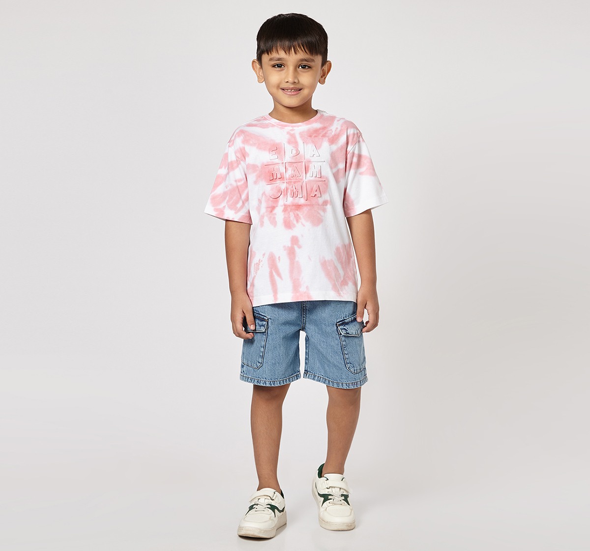 Ed-a-Mamma Unisex Cotton Round Neck 3D Embossed T-Shirt | Half Sleeve Casual Wear | Soft & Comfortable Kids Tee (Pink)