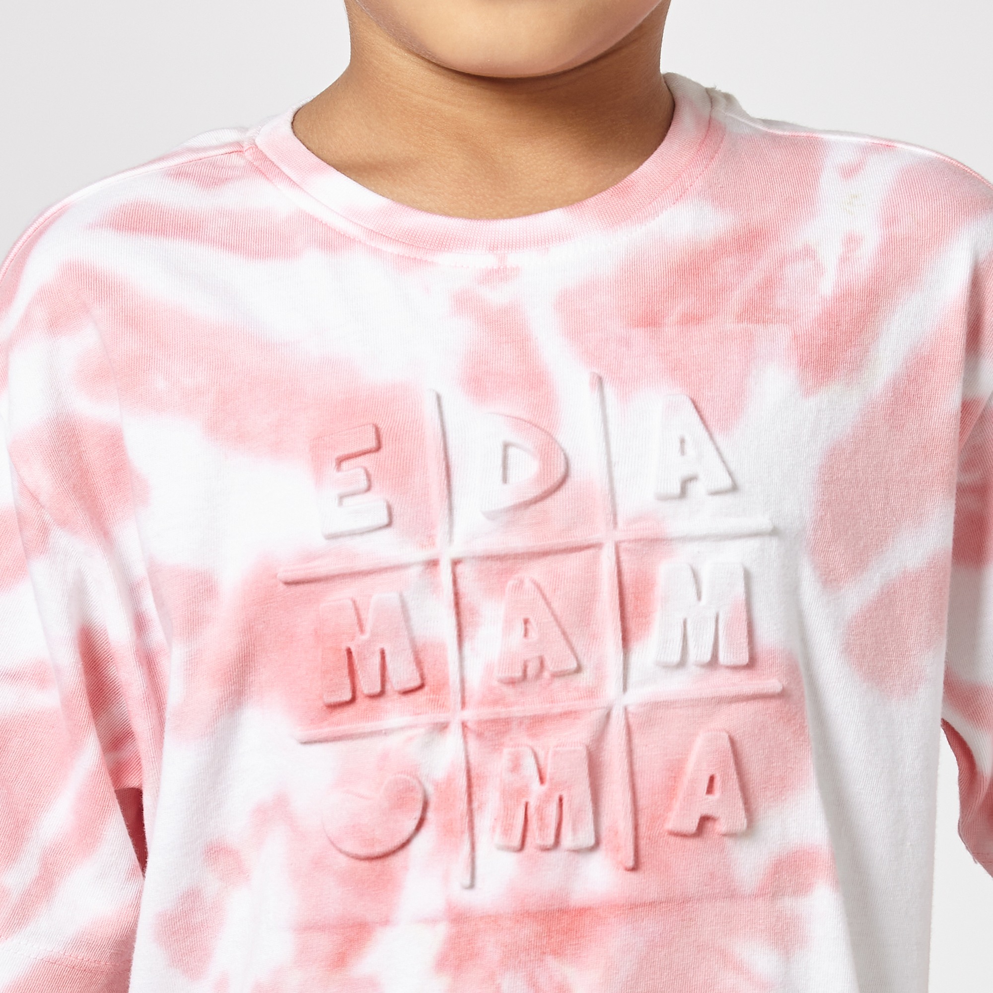 Ed-a-Mamma Unisex Cotton Round Neck 3D Embossed T-Shirt | Half Sleeve Casual Wear | Soft & Comfortable Kids Tee (Pink)