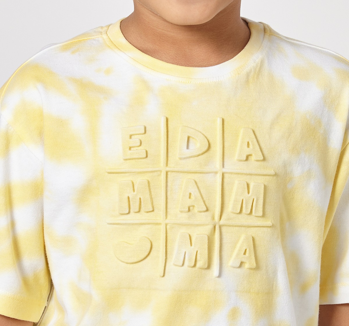 Ed-a-Mamma Unisex Cotton Round Neck 3D Embossed T-Shirt | Half Sleeve Casual Wear | Soft & Comfortable Kids Tee (Yellow)
