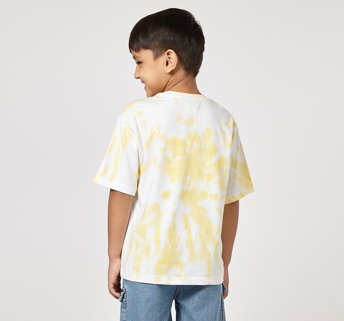 Ed-a-Mamma Unisex Cotton Round Neck 3D Embossed T-Shirt | Half Sleeve Casual Wear | Soft & Comfortable Kids Tee (Yellow)
