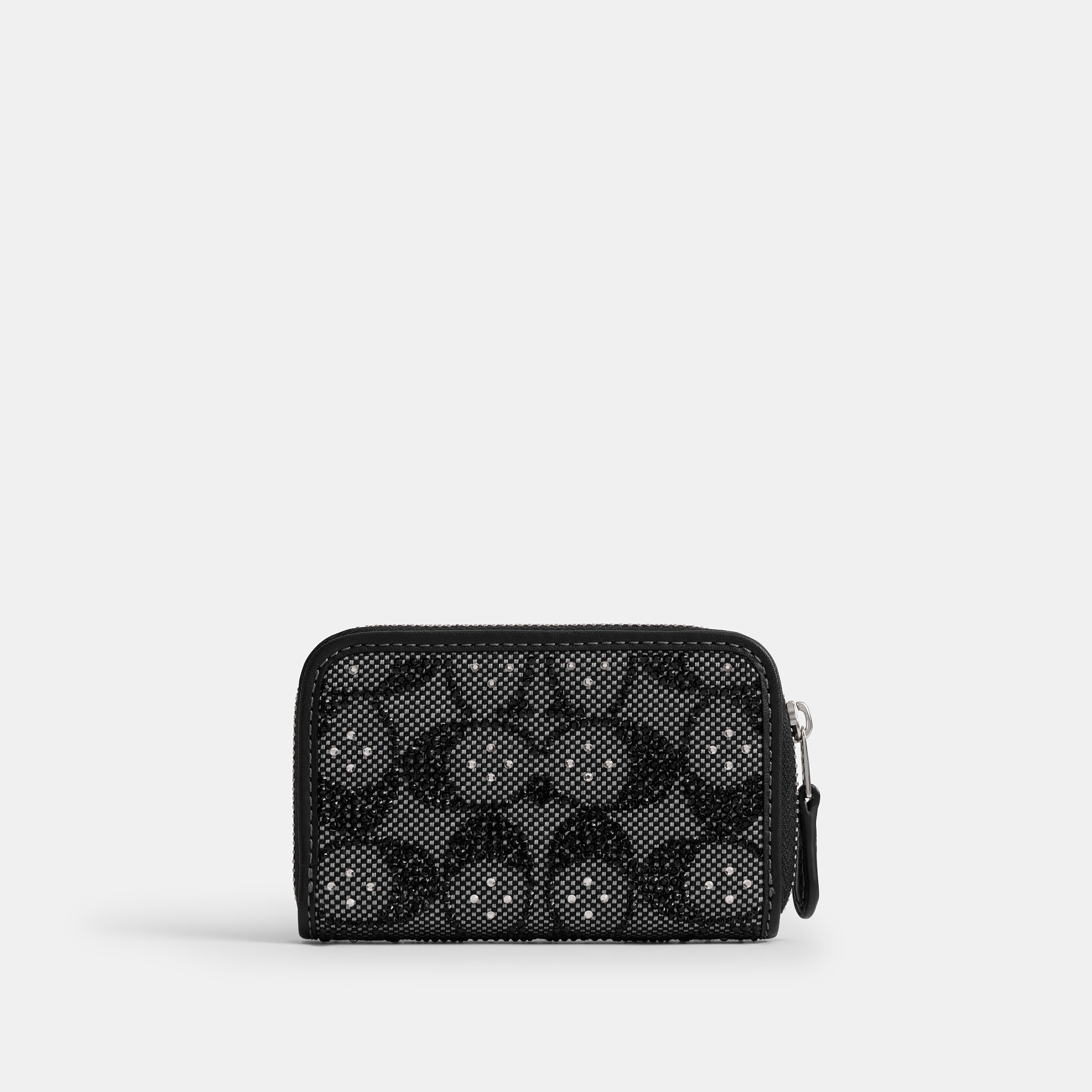 Essential Small Zip Around Card Case In Crystal Signature Jacquard