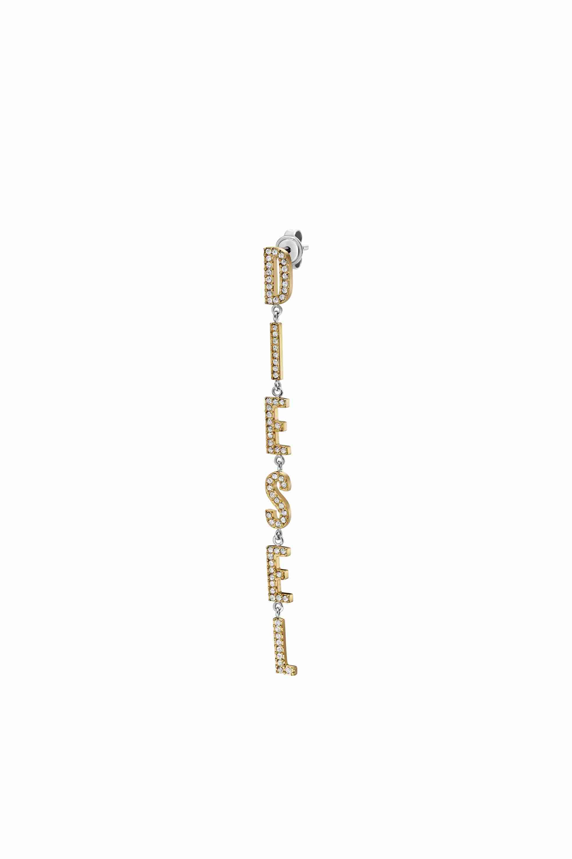 Silver Two-Tone Stainless Steel Drop Earring