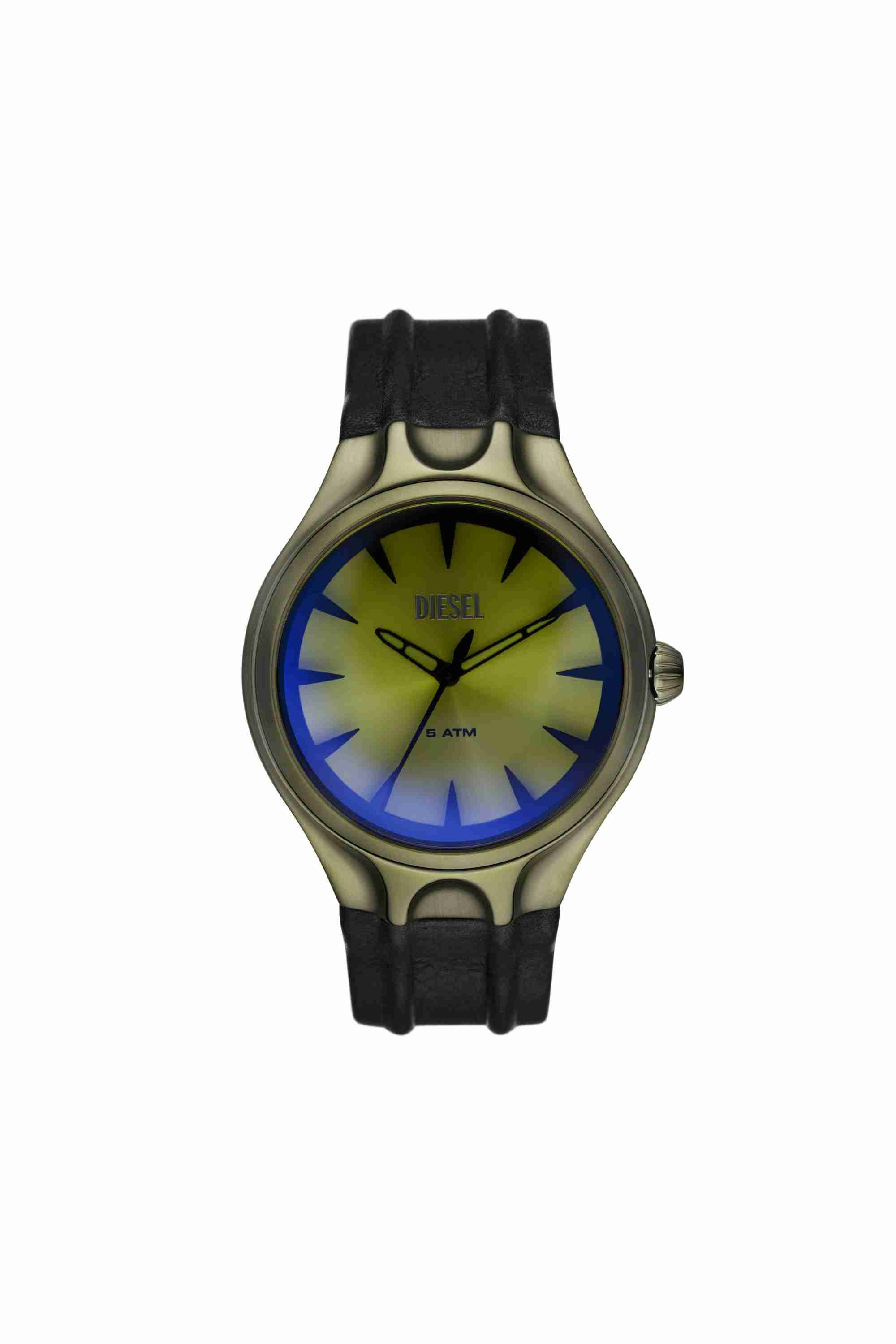 Black Streamline Three-Hand Black Leather Watch